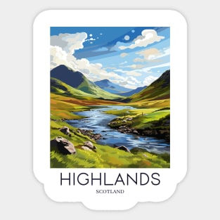 A Pop Art Travel Print of the Highlands - Scotland Sticker
